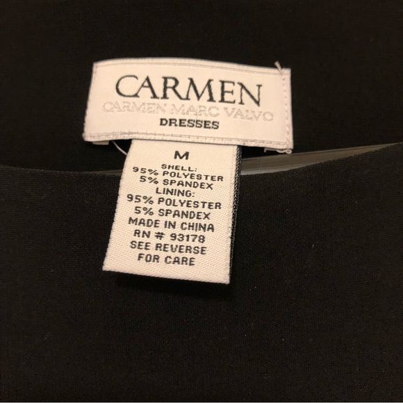Carmen Carmen Marc Valvo W Size M  Crew Neck 3/4 Sleeve  M/Black Sheath Dress - Picture 10 of 11